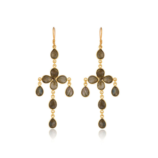 Natural Gemstone Labradorite Earring/Handmade Earring/Bridal Earring/Gold Plated Earring/Dangle Earring/Statement Earring/Long Earring/Gift