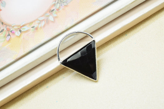 Black Onyx Triangle Connector, triangle Pendant Component,Handmade Connector, Triangle Shape Pendant, Component,Black Onyx jewelry,
