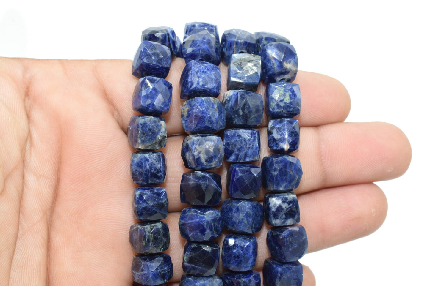 Sodalite Faceted 8mm to 9mm Cube Beads,Natural Sodalite Bead,Faceted Laser Diamond Cut 8" Strand,Sodalite Rectangle beads Sodalite Nuggets