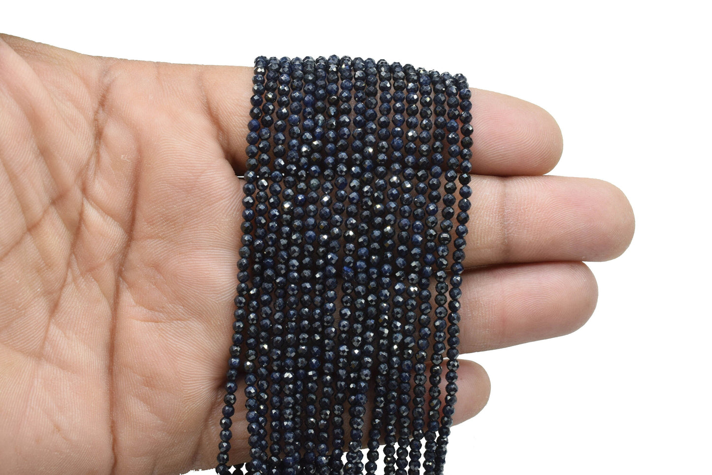 Natural Blue Sapphire 2mm Rondelle Micro Faceted Beads,Gemstone Beads Strand,Precious faceted beads,Blue Sapphire Beads Strand Jewelry Gift