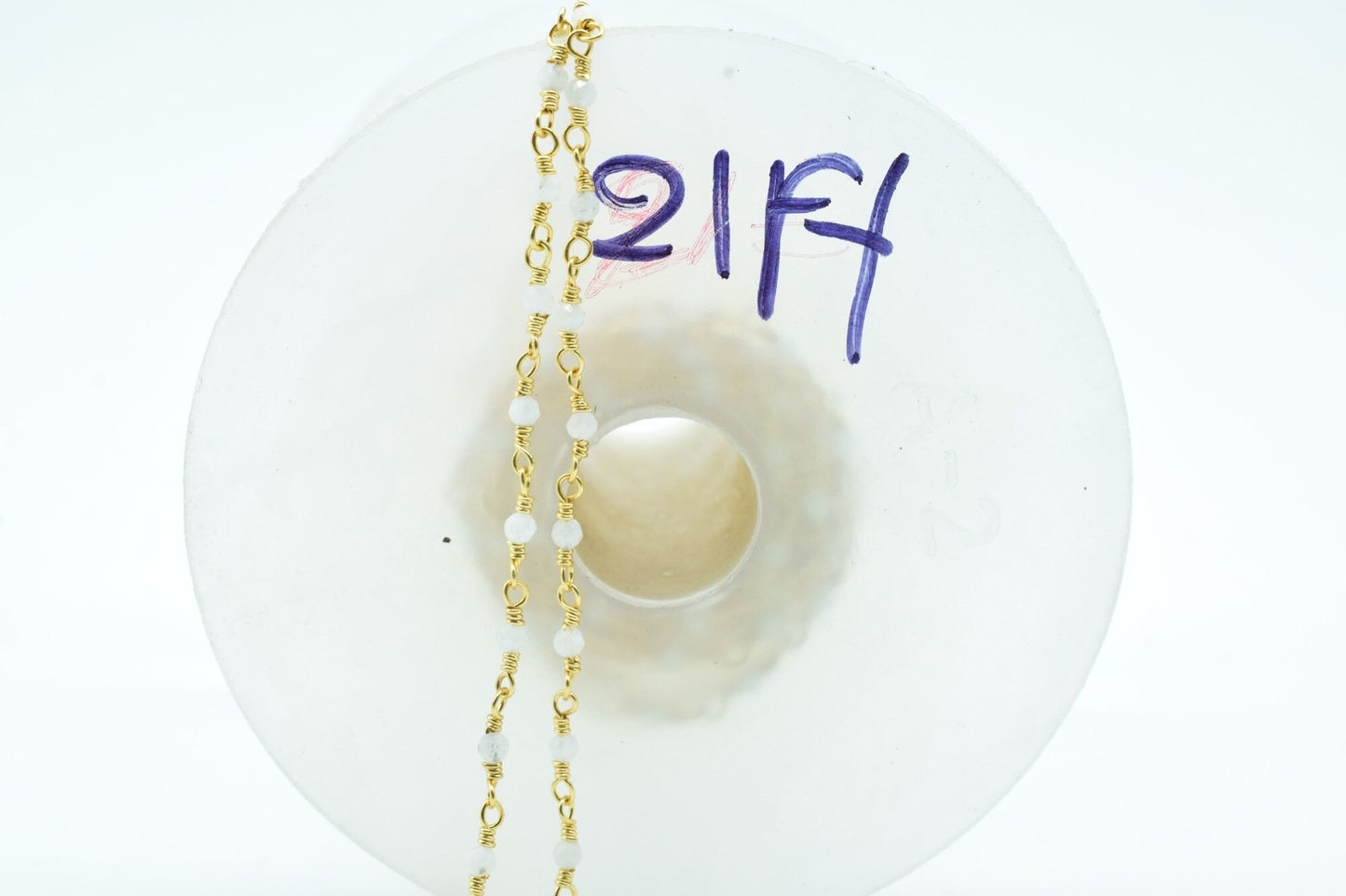 Moonstone 2mm Beaded Chain,Moonstone Rosary Chains,Gold Plating Wire Wrap Chain,Moonstone Brass chain,Jewelry Making Chains, Vermeil chains