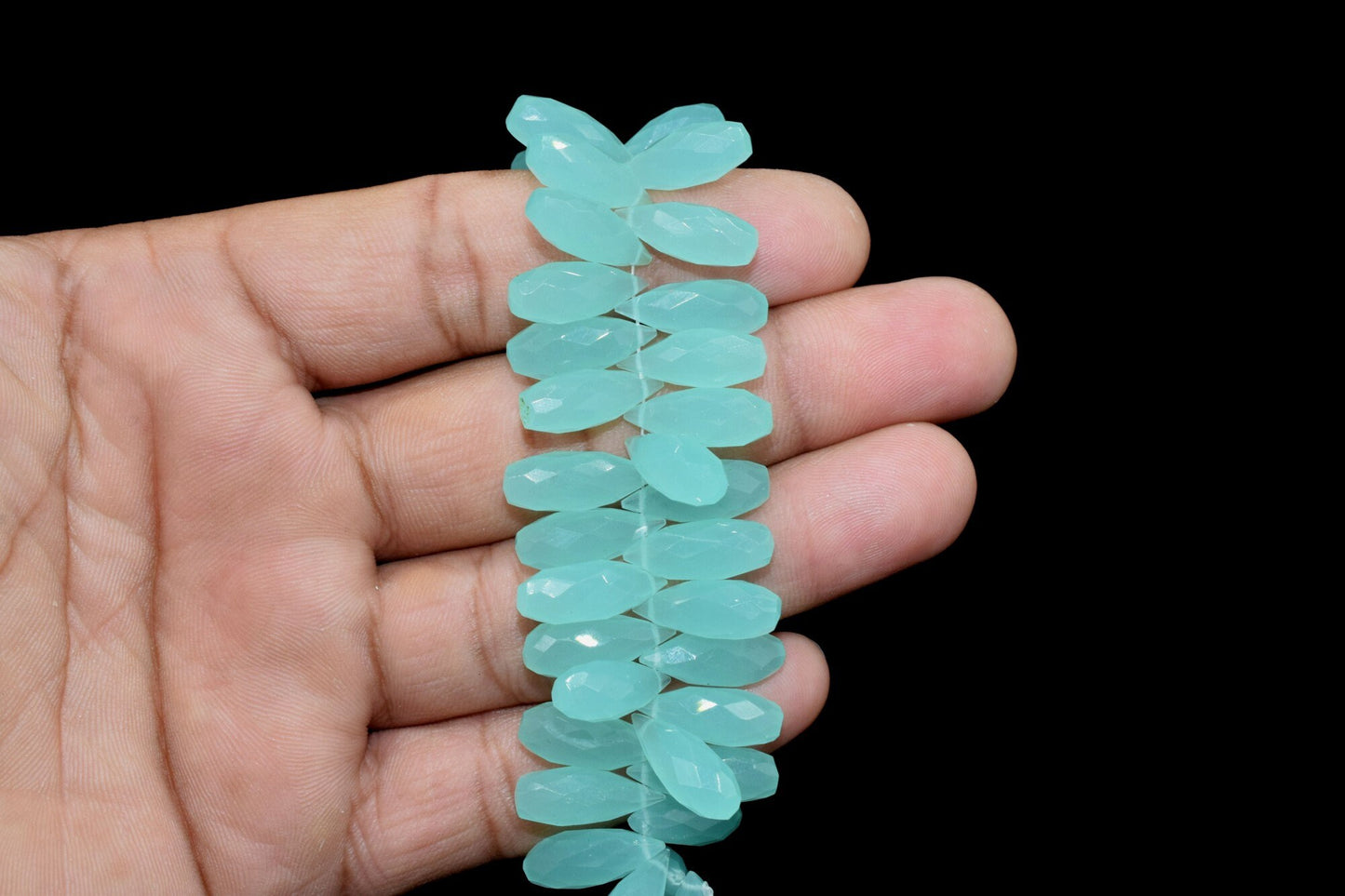 Beautiful Natural Faceted Aqua Chalcedony Drilled Tear Drops Briolettes,6x16 Teardrop Shape Aqua Chalcedony Briolettes,Calibrated Briolettes