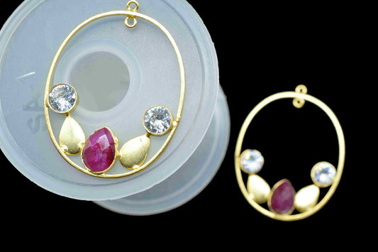 Multi Gemstone Ruby 7x10mm Teardrop Pendant,Finding Oval Shape Component Jewelry,Zircon Gemstone Round Shape Earring ,Handmade Necklace,Gift