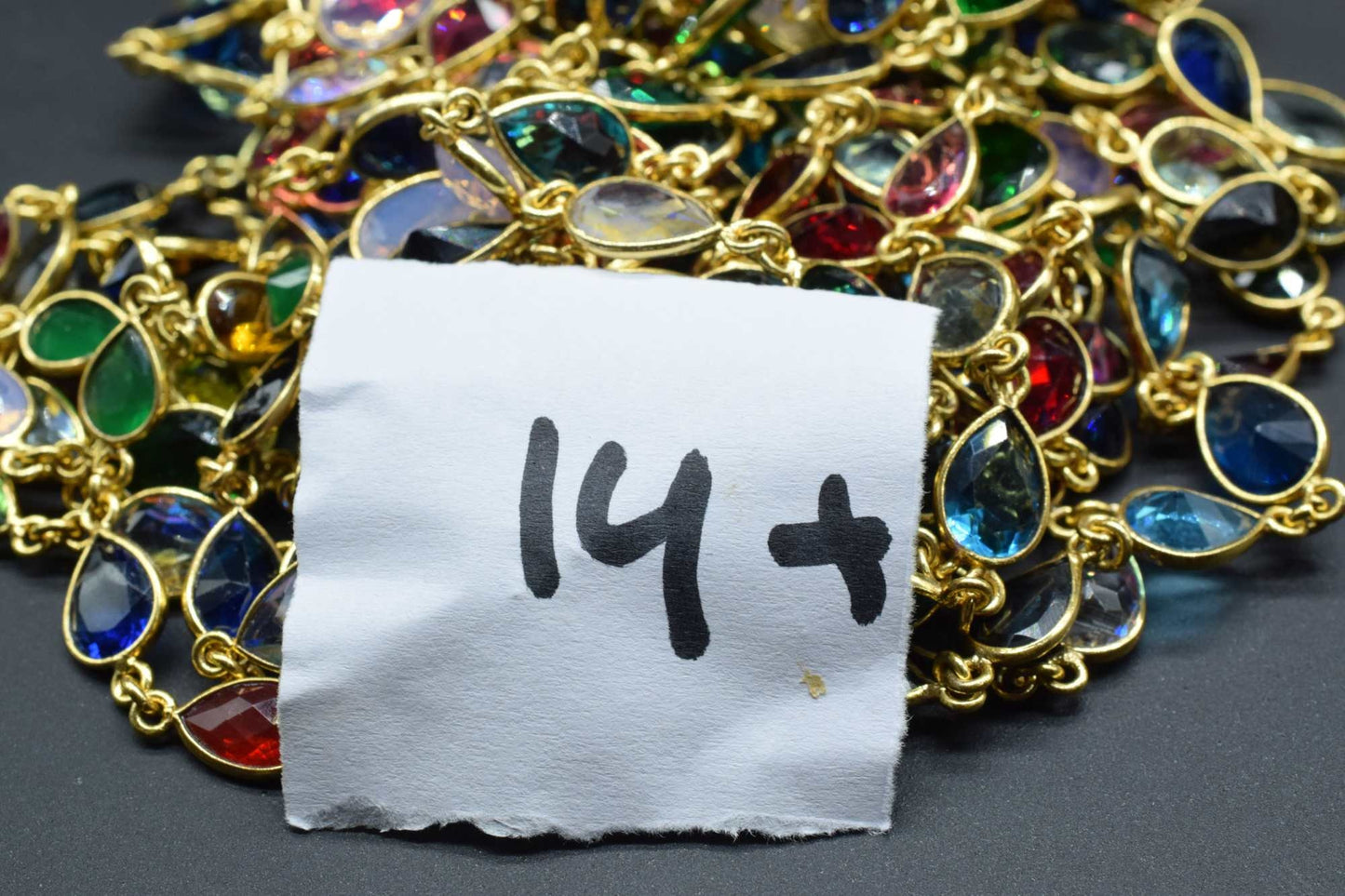 Multi Stone Faceted Bezel Link Connectors Chain, Gold Plated Chain,Pear Shape Bezel Chain,Hanging Bezel Link Chain Supply,bezel chains