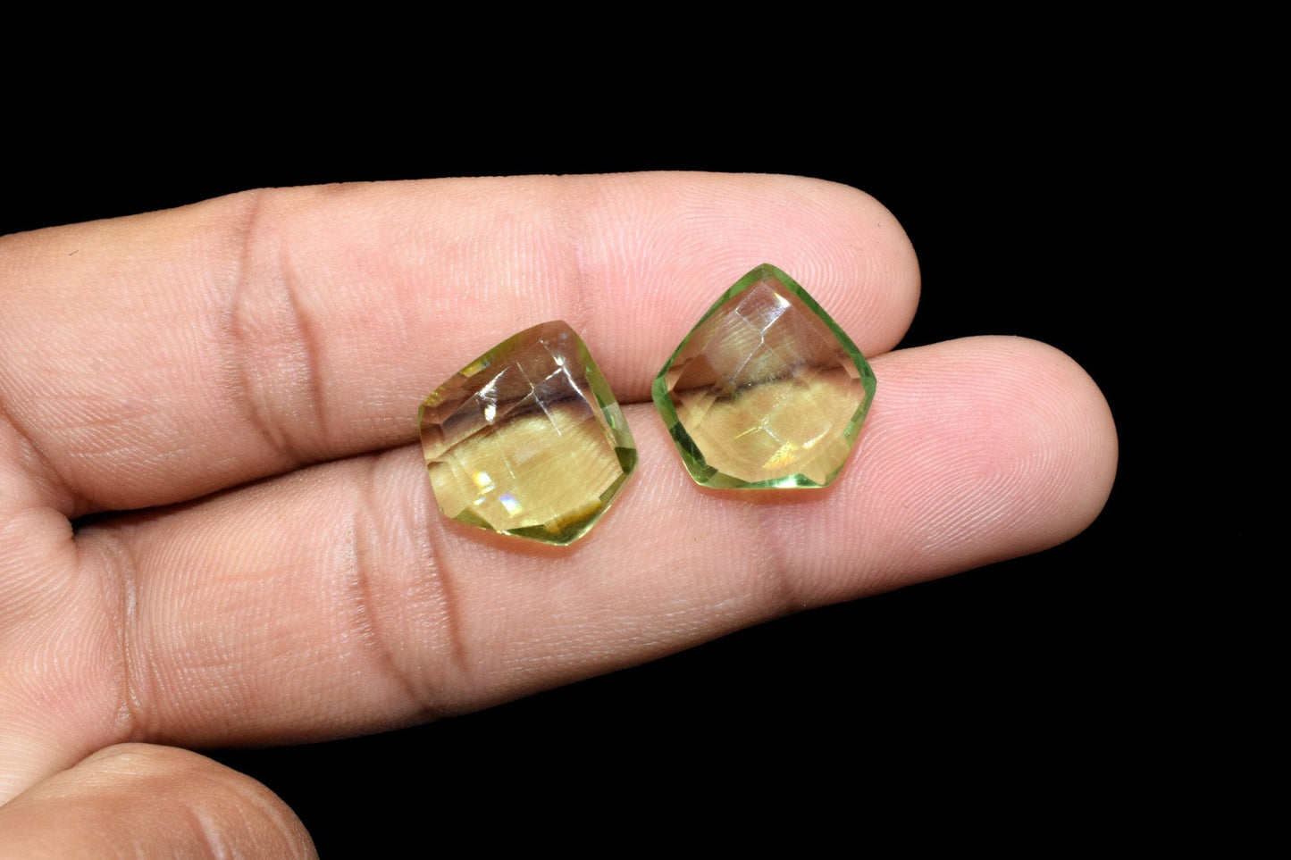 Green Amethyst Fancy Shape Briolettes,15mm Fancy Shape Beads,Green Quartz Faceted Beads,Green Amethyst Briolettes,Earring Making Gemstone