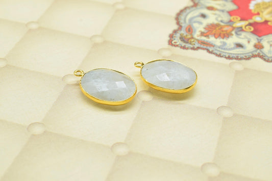 Rainbow Component Pendant Charm,Handmade Jewelry Charms,Moonstone Earring,Necklace Connector jewelry,Station Bezel Link,Gemstone single bail