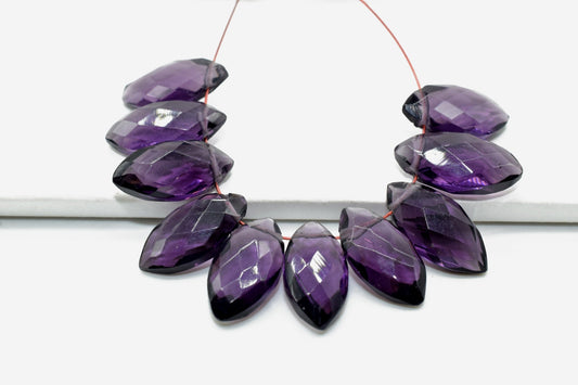 Amethyst faceted Marquise briolettes,6x12mm Briolettes,Amethyst drop Briolettes Supplies,Craft Supplies,Gemstone Amethyst Micro Briolette