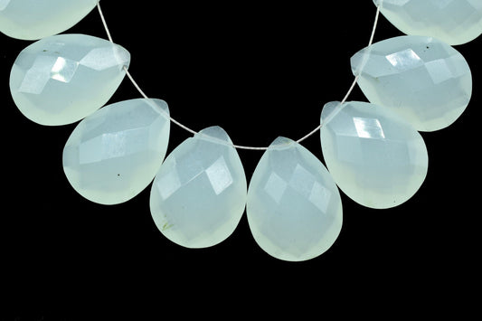 Aqua Chalcedony 10x15mm Faceted Pear Shape Briolettes,Jewelry Making Gemstone,Pear Shape Beads,AAA Quality Briolettes,Aqua Faceted Teardrop