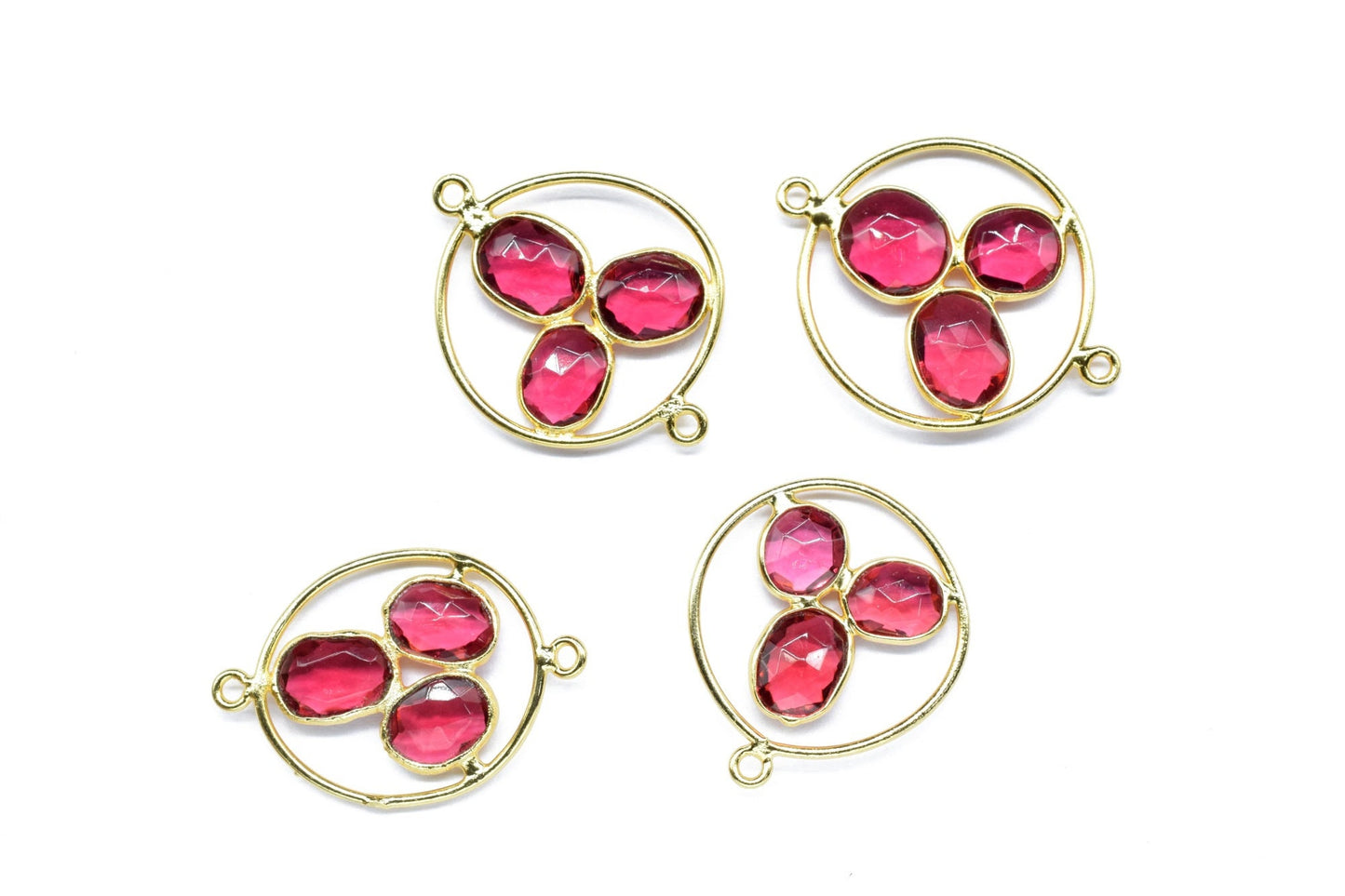 Pink Tourmaline Charms Jewelry,Pink Tourmaline Quartz Gold Plating Double Bail Component Earring Jewelry,Pink Tourmaline Quartz Oval Pendant