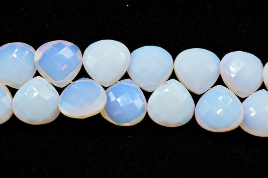 White Opal 14mm Heart shape Briolettes,White Opal briolettes for making jewelry,White Opal Briolettes,White Opal Heart briolettes strand,
