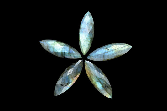 Labradorite 10x30mm Faceted Cabochon, Checker Cut Cabochon Jewelry, Gemstone Jewelry, Faceted Briolette Marquise Shape,Jewelry Making Supply