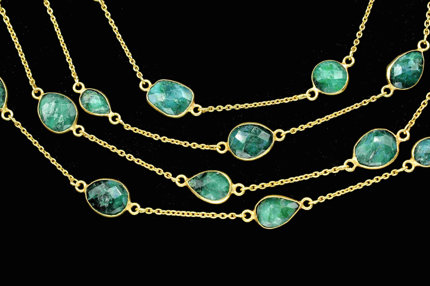 Natural Emerald Bezel Chain Connector,Gemstone Bracelet Chain,Mixed Shape Bezel Rosary Chain,Jewelry Connector,Necklace,Finding Jewelry,Gift