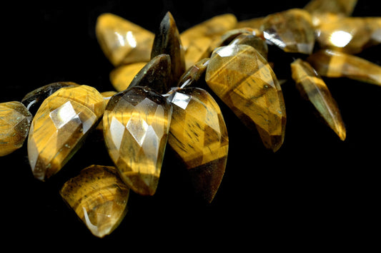 Tiger Eye 10x20mm Horn shape faceted beads,Tiger Eye Fancy Cut Shape Beads,Handmade Gemstone Beads,Tiger Eye Faceted beads,Shark Tooth beads