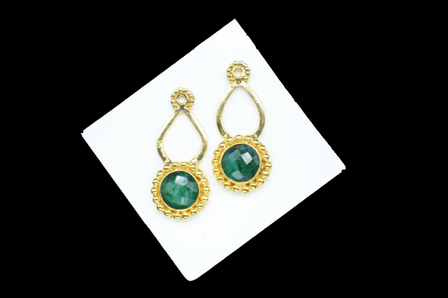 Emerald Designer Pendant/Jewelry making Stone/Emerald Pendant Charm/Handmade Jewelry Component/Emerald Round Shape Stone/Connector/Gift