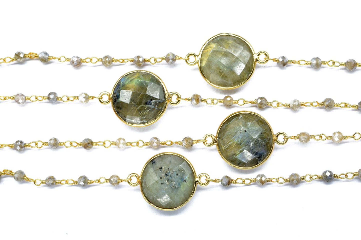 labradorite bezel chain Beaded rosary ,Labradorite connector Chain,Sold By Foot,labradorite briolette beaded chain,labradorite wire wrapped