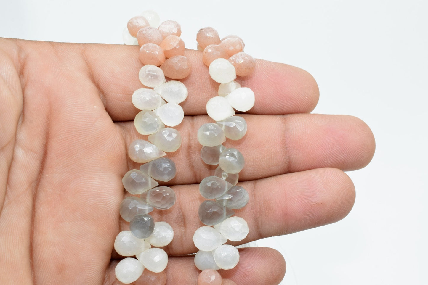 Multi Moonstone Faceted Drops,Multi Moonstone briolette,10''moonstone drops strand,7x10 mm teardrpo faceted beads,jewelry making drops