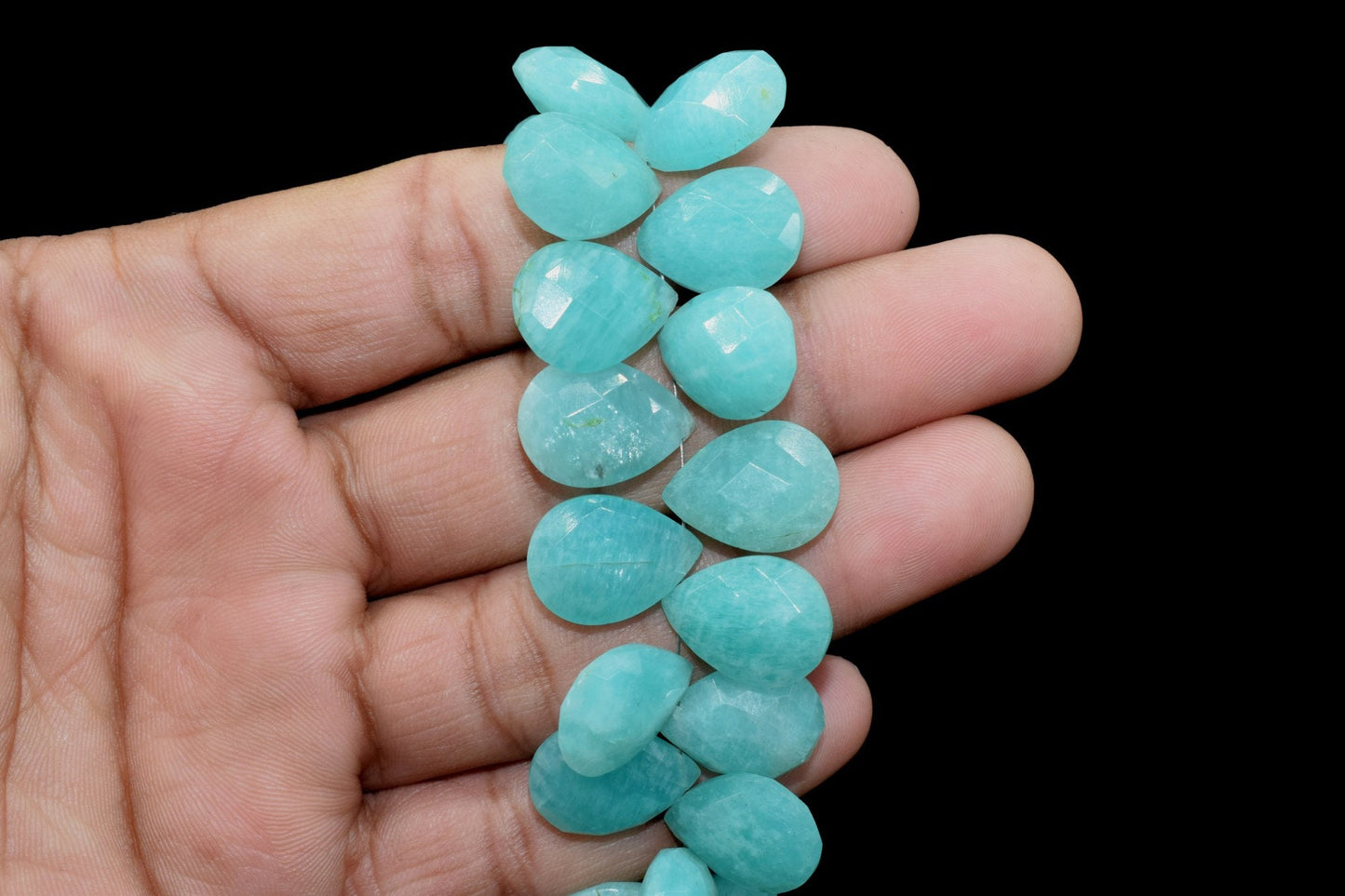 Natural Amazonite Faceted 10x14mm Pear Shape Beads,Natural Amazonite Faceted Beads,Jewelry Supply,Teardrop Briolettes,Natural Gemstone Beads