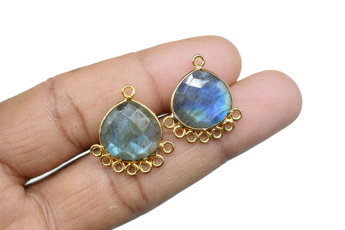 Labradorite 14mm Heart Bezel Charm/Charms Connector/Handmade Jewellery Connectors/Gemstone Brass Component/Women Jewelry/B'day Gift