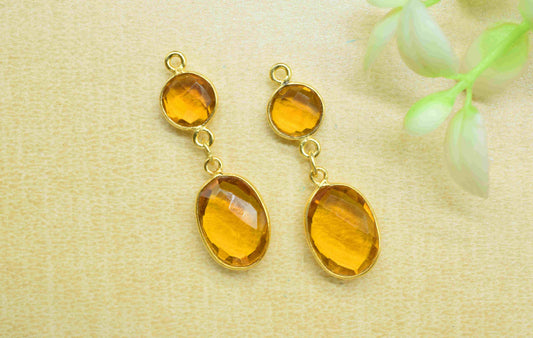 Citrine Quartz Dangle pendant Charm,Handmade jewelry,Necklace Connector,Component pendant,Station Link,Multi Gemstone Dangle Earring Gift
