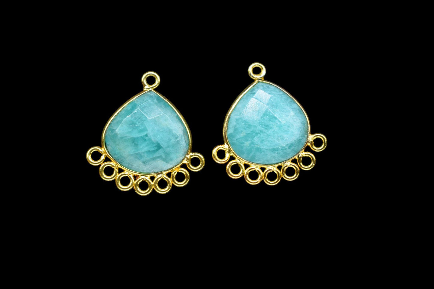 Amazonite 14mm Heart Bezel Charm/Charms Connector/Handmade Jewellery Connectors/Gemstone Brass Component/Women Jewelry/B'day Gift