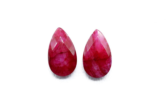 Natural Ruby Faceted Pear Shape briolettes,12x20mm Ruby Pear Beads,Ruby Teardrop Beads,Ruby briolettes,Precious Gemstone Beads,Gift