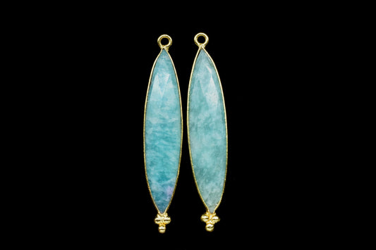 Amazonite Gemstone 7x34mm Marquise Shape Single Bail Pendant Jewelry,Amazonite Gold Plating Jewelry,Amazonite Gemstone Faceted Pendant,Gift