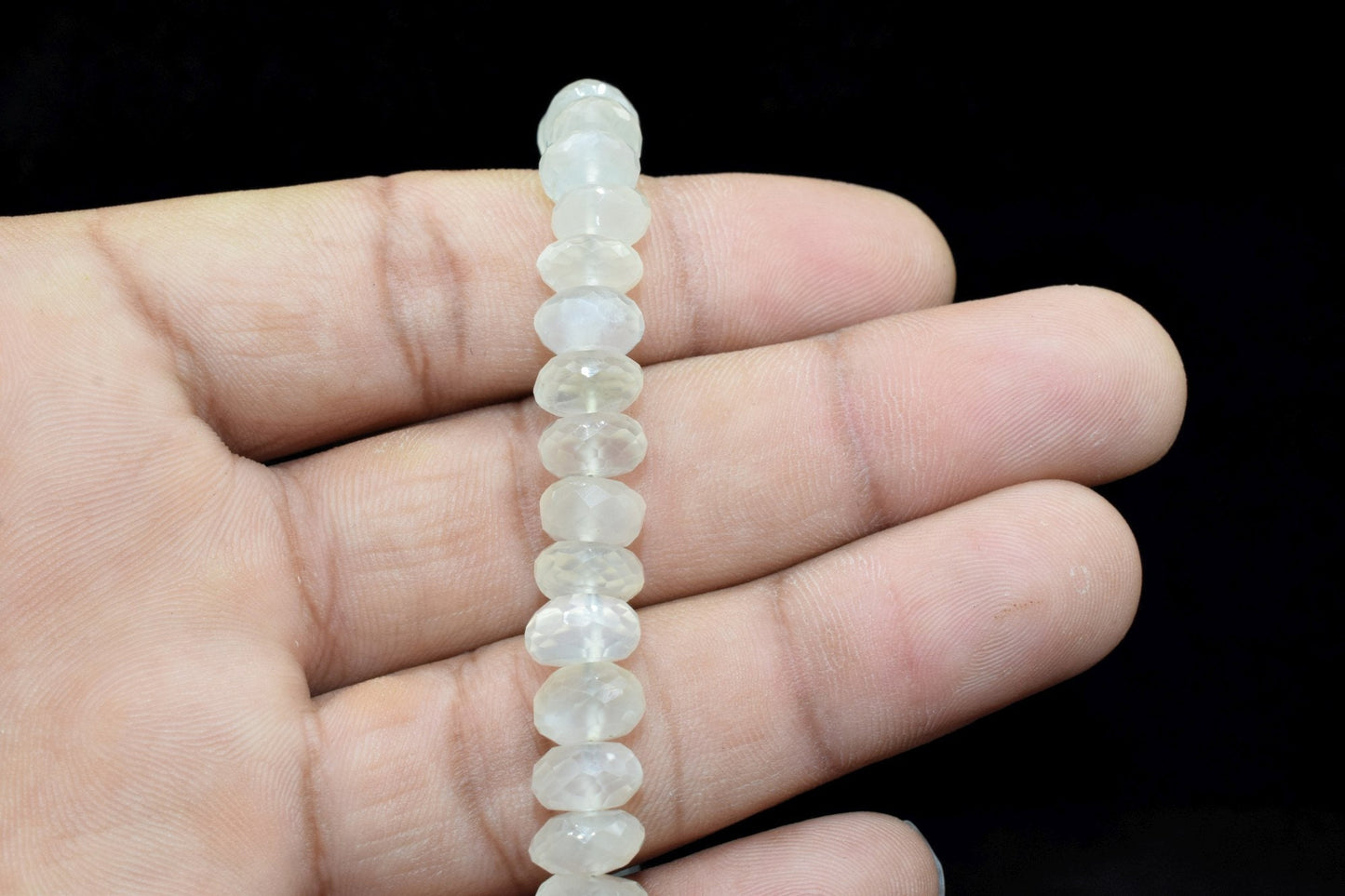 White Moonstone 8mm to 8.5mm faceted Rondelle Beads,Moonstone beads,Jewelry Making beads Craft,Moonstone Gemstone Bead,Moonstone fine beads,