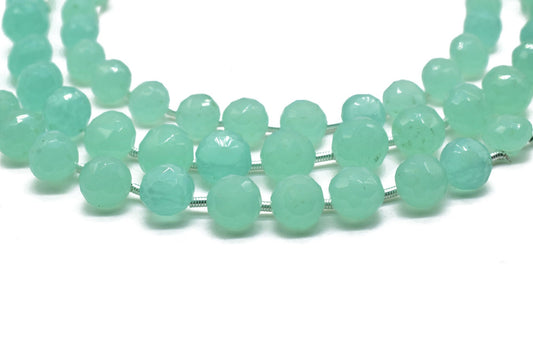 Aqua chalcedony Onion Shape beads,Onion Shape Briolette,7 to 8mm Onion aqua chalcedony beads,AAA Quality Briolette,aqua chalcedony Briolette
