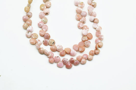 Pink opal heart Shape Briolettes,8mm pink opal heart shape strand,pink opal faceted Briolette,AAA Quality heart shape,Natural Pink Opal bead