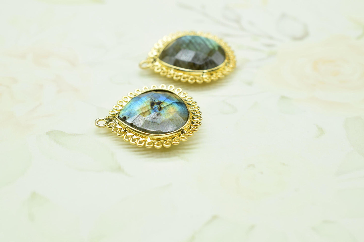 Labradorite 20mm Heart Bezel Charms,Gemstone Brass Component,Single Bail Pendant,Handmade Jewellery Connectors,Wholesale Jewelry,Bday Gift