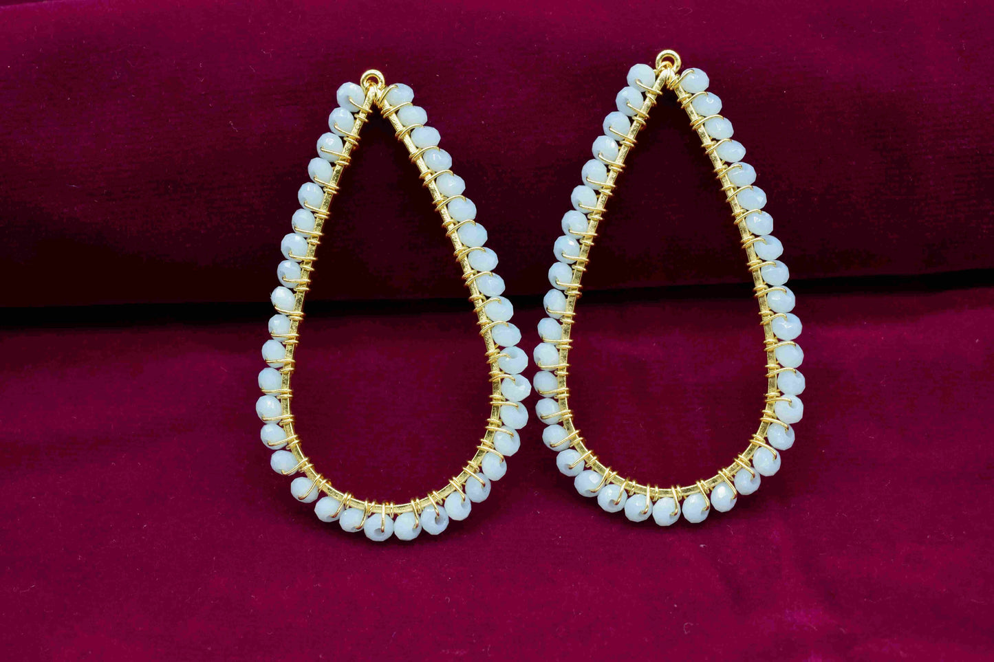 Aqua chalcedony Wrapped Earring, Gemstone Component, Findings Earring Component, Connector Jewelry,Handmade Earring,Dangle Earring Component