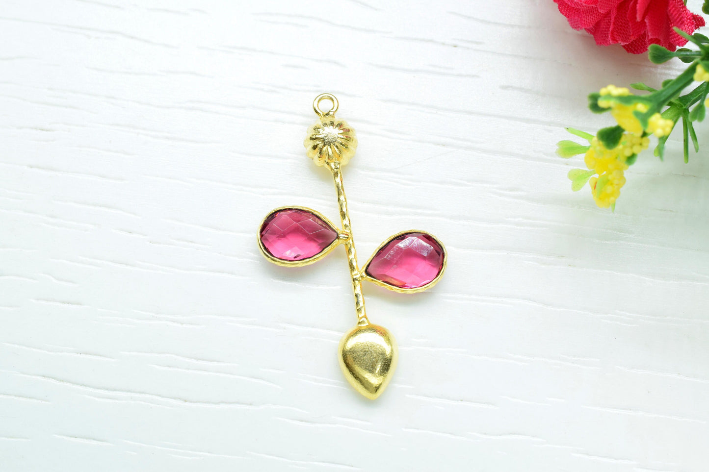 Pink Tourmaline Charms/Tourmaline Pendant/Gemstone Components/Connector Charms/Single Bail Pendant/Teardrop Pendants/Custom Jewellery , DIY