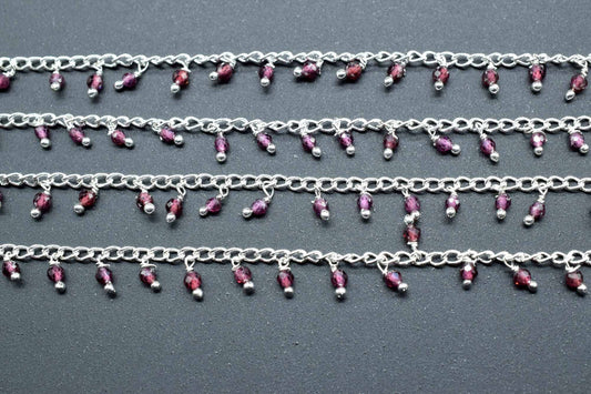 arnet Cluster Rosary,2mm Faceted Beads Rosary Roll,Wire Wrapped Bead Rosary Chain,Dangling Rosary Chain,Jewelry Making Supply,Garnet Rosary