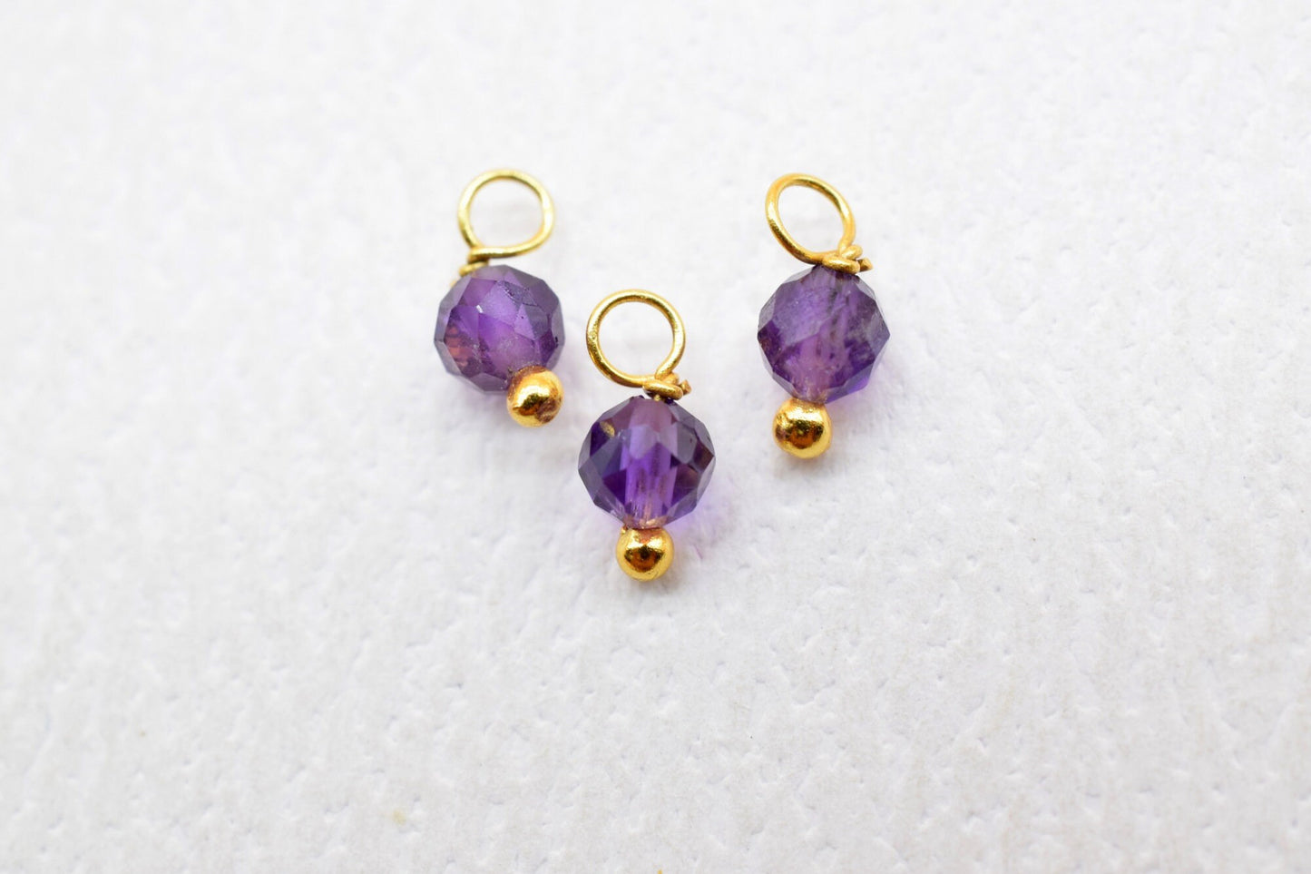 Amethyst Faceted Wire Wrapped Beads,Single wire wrapped Beads,Earring Charm,Necklace Charm,Gemstone dangle Beads,Amethyst Beads,Earring Bead