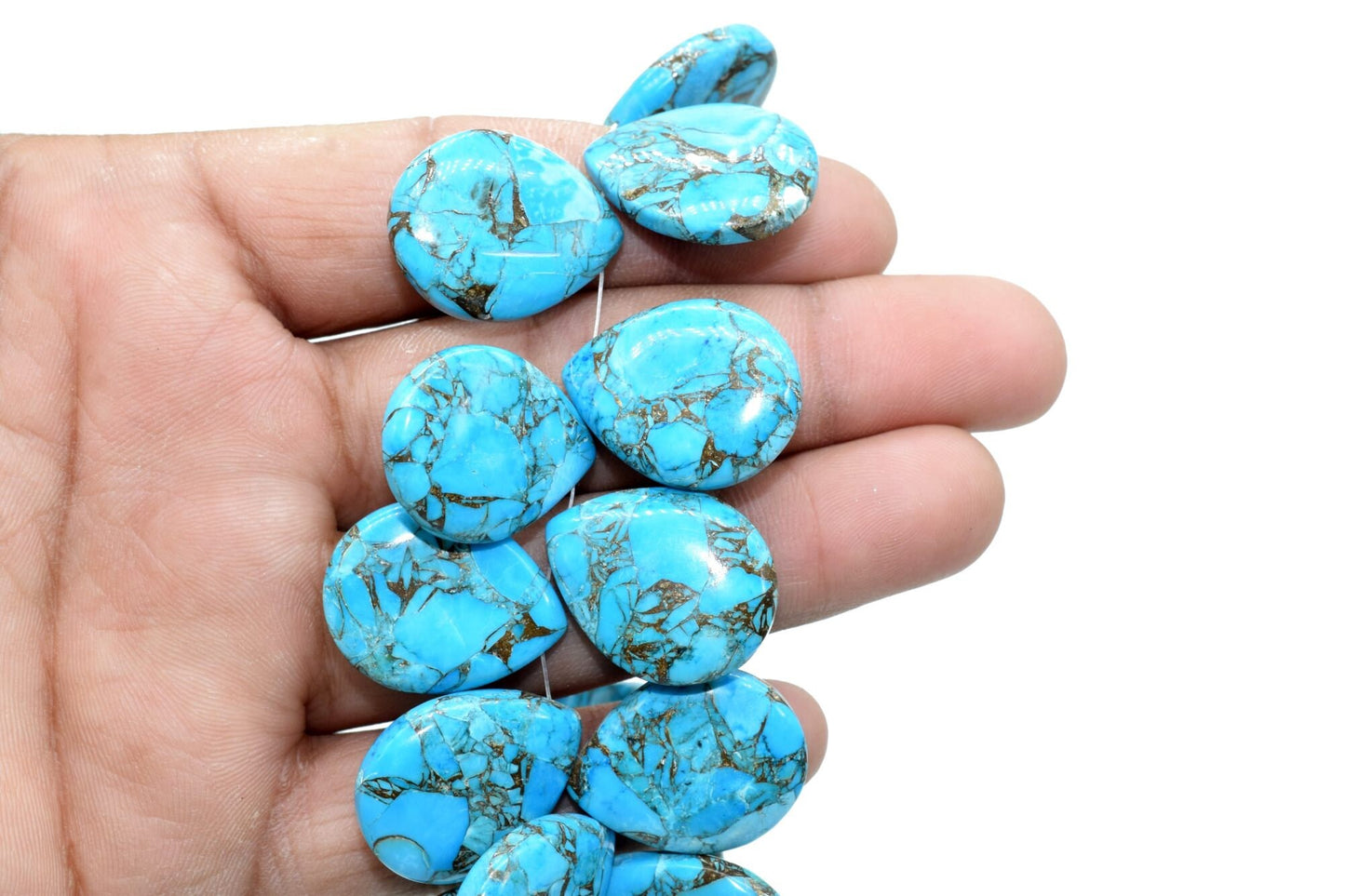 COPPER Turquoise 18x23mm Smooth Pear Shape Briolettes,Smooth Pear Shape Briolettes,Calibrated Gemstones beads,Turquoise Briolette beads