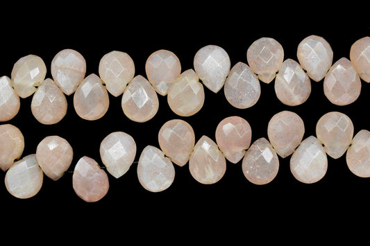 Peach Moonstone Pear Shape Briolettes,Brown Gemstone Faceted Pear Shape Beads Strand,Moonstone Faceted Teardrop,Peach Moonstone Jewelry,Gift