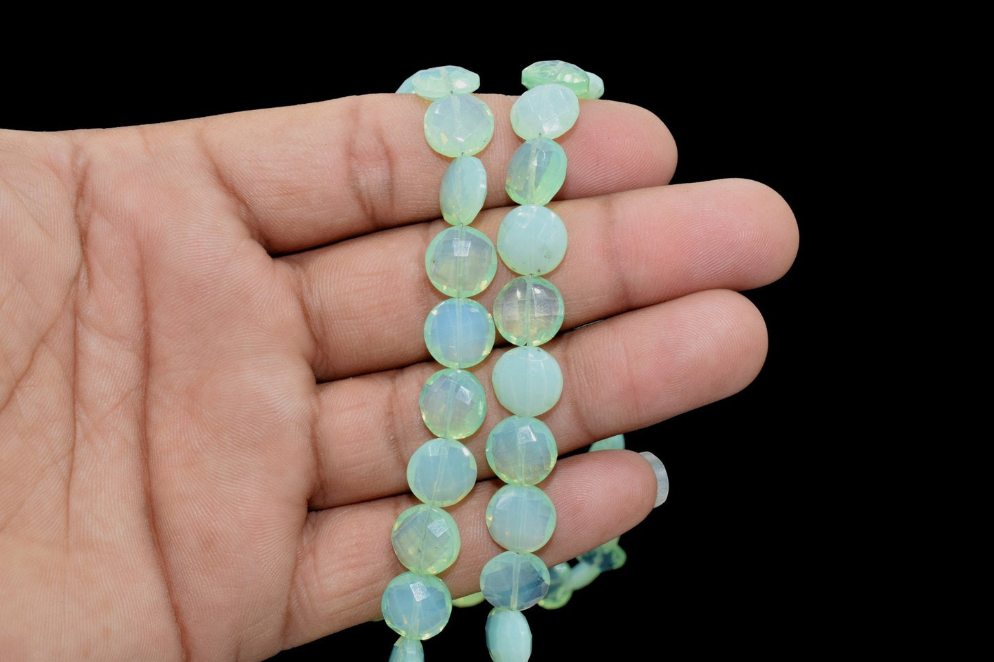 Chrysoprase faceted 10mm Coin Briolettes-Round Shape-Chrysoprase,Loose Gemstone-Chrysoprase,Round Coin Beads, Briolette Both Side Faceted