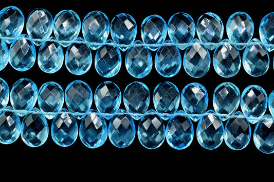 Sky Blue topaz Pear faceted Brioletes,8x12mm Pear Shape Briolettes Beads,9" Full Strand Sky Blue Topaz Beads,Finding Jewelry Supplies