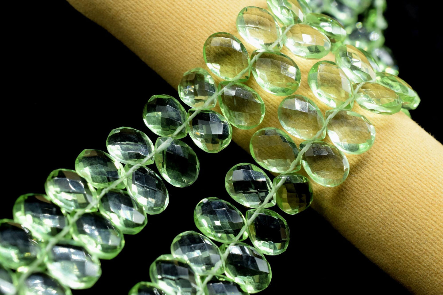 9 Inches Strand,Green Amethyst Quartz Faceted Pear Shape Briolettes,8x12mm teardrop Briolettes,Faceted Briolette Line,Jewelry making pear