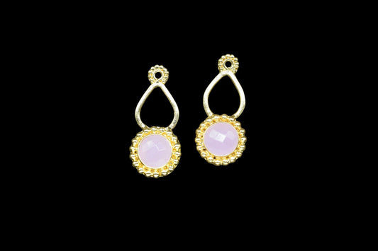 Rose Quartz Designer Pendant/Jewelry making Stone/Rose Quartz Pendant Charm/Handmade Jewelry Component/Round Shape Stone/Connector/Gift