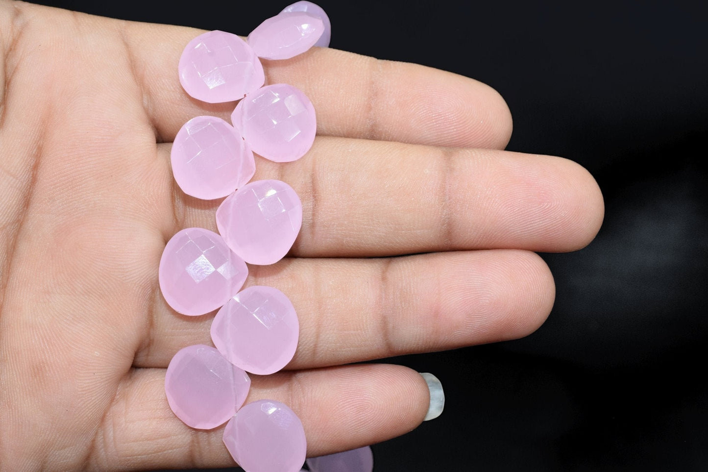 Rose Quartz 14mm Heart Shape Briolettes,Pink quartz Side drilled Briolette,Jewelry making supplies,craft supplies,Rose Quartz Briolettes,