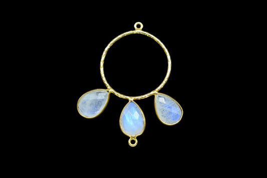Moonstone Jewelry Connector/Brass Connector Jewellery/Gold Plated Pendant/Handmade Jewellery/Double Bail Pendant/Sky Topaz Connector Jewelry