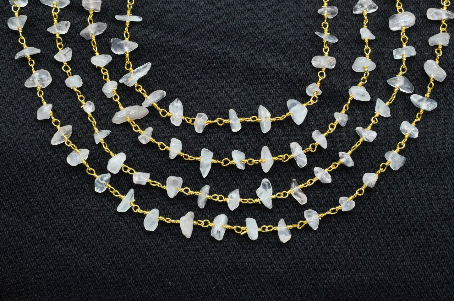 Rose Quartz Chips Rosary Chain,Nugget Rosary Chain,Finding Wire Wrap Necklace Chain,Gemstone Rosary Necklace,Handmade Jewelry Carft Supplies