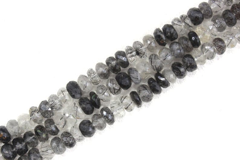 Natural Black Rutile 6mm Faceted Beads,Black Rutile Faceted Beads,Wholesale Beads,Rutile Rondelle Beads Semi precious Faceted,Gemstone Beads