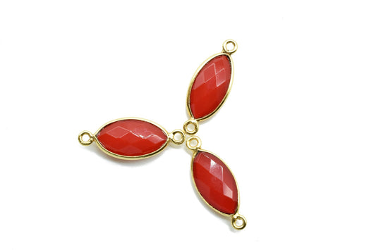 Carnelian 8x16mm marquise shape double bail Connector,Bezel links Connectors,jewelry making Connectors,Orange color Double bail Connectors