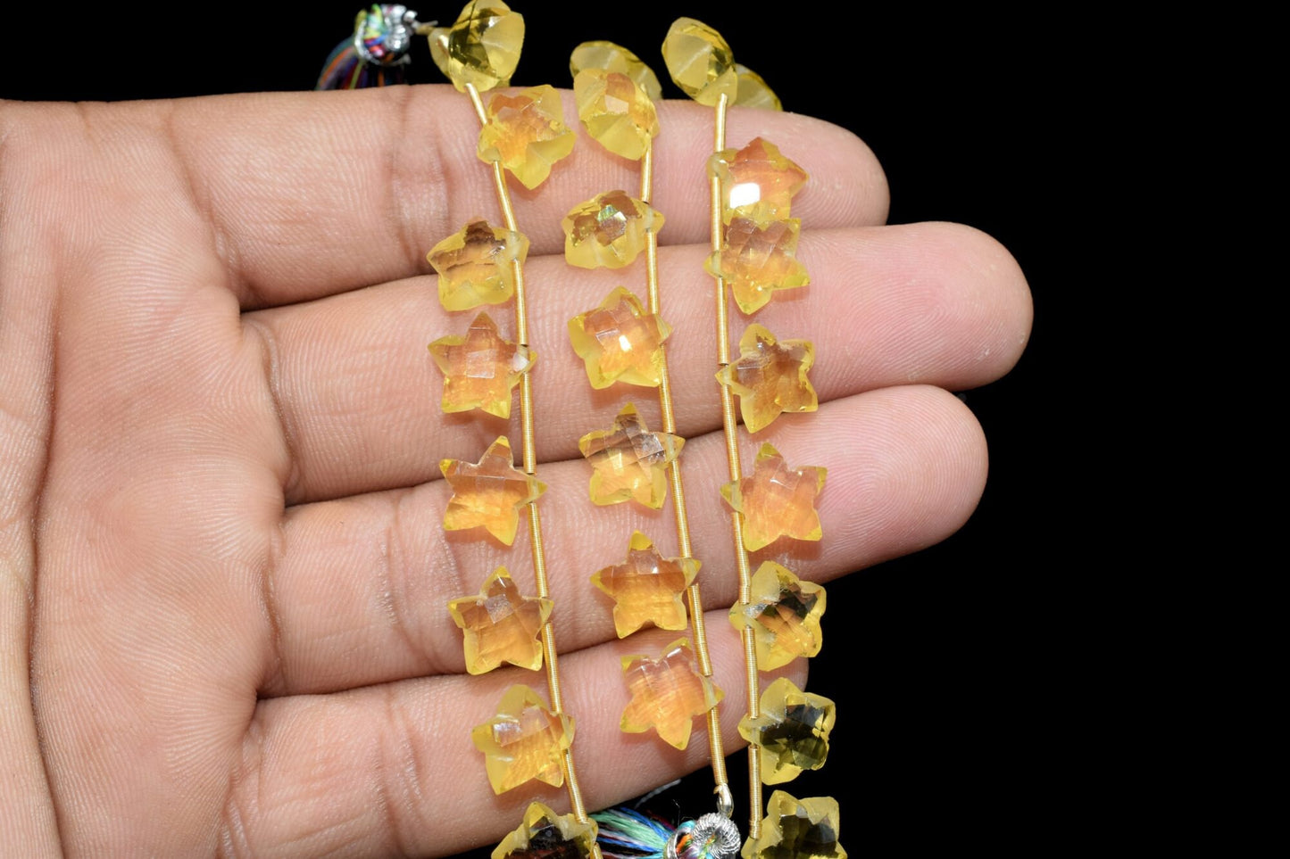 Citrine Faceted Star Shape Briolettes, Carved Gemstone, 10 Pcs Strand, Gemstone For Jewellery,star shape briolette,Side Drilled briolettes