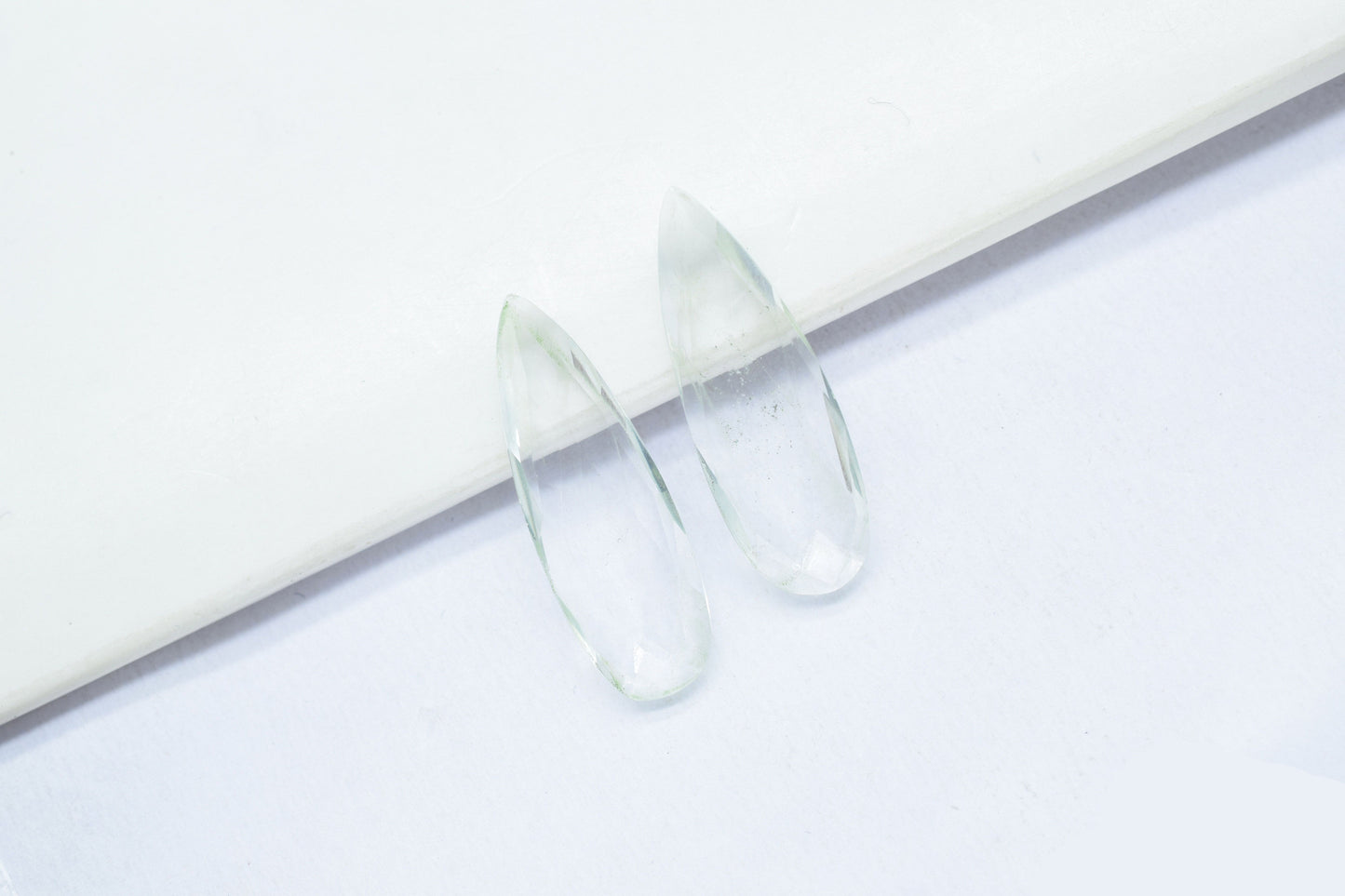 Matched Pairs,Crystal Quartz Long Pear Shape Briolettes,,Crystal 10x30mm Faceted Teardrop,Crystal Clear Quartz Briolettes,Natural Gemstone