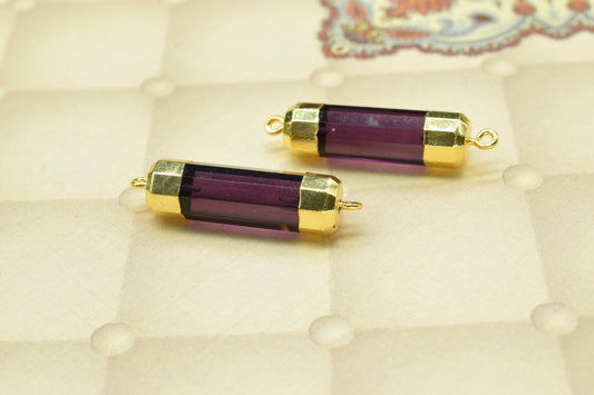 Amethyst Pointed Pendants,Double Bail Point Connectors,Amethyst Jewelry Making Supply,Pencil Pendant,Handmade Pencil Charms,Purple Gemstone