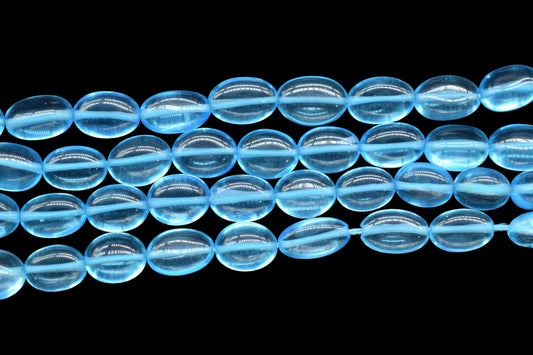 Sky Topaz Smooth Oval Beads,Topaz Quartz Smooth Beads,Loose Beads for Jewelry Making,Plain Oval Beads,Sky Topaz Smooth Nuggets Beads Strands