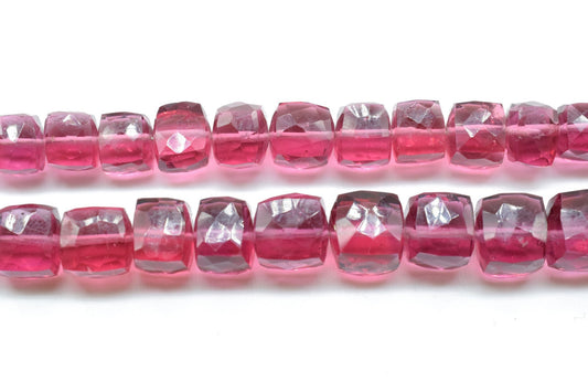 Pink Tourmaline Faceted Cube Beads,Tourmaline Square Dice Beads,pink cube Strand,8 to9mm Tourmaline Square Beads,Jewelry making beads,3D Box
